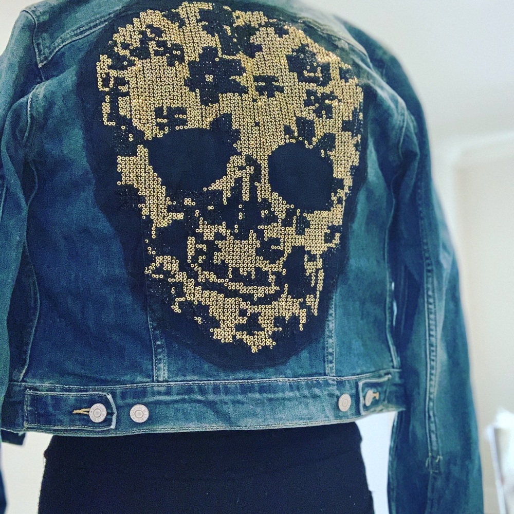 Denim Patchwork Jacket Velvet Pockets - image 1